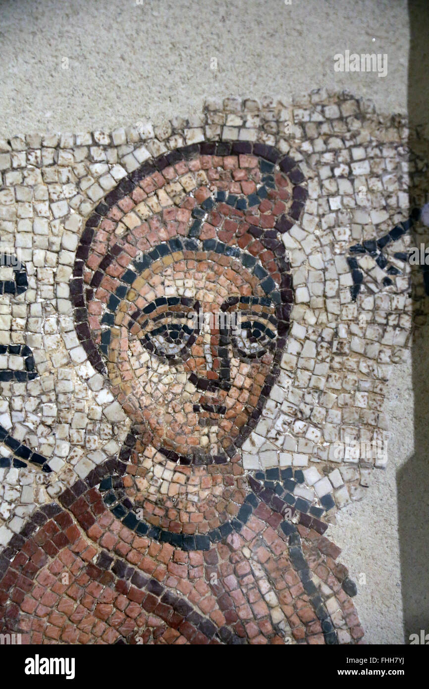 Östliche Mittelmeerküste. Römischer Zeit. Grabbeigaben Mosaiken. Porträt. Frauenkopf. 3. AD. Familienporträts geschmückt innen Gräber Stockfoto