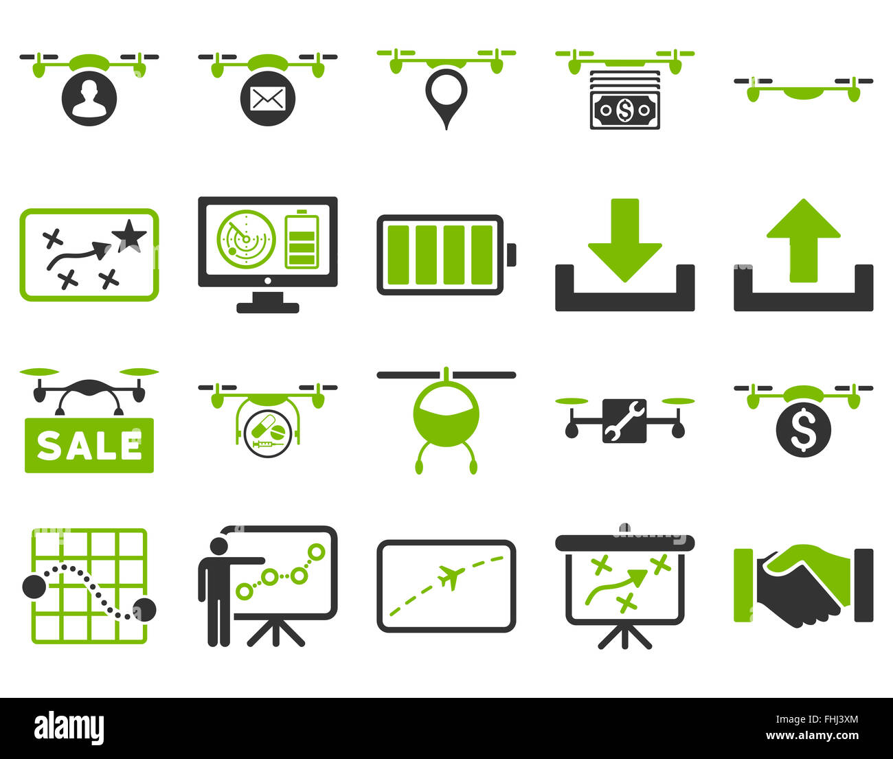 Luft-Drohne und Quadcopter Symbole Stockfoto