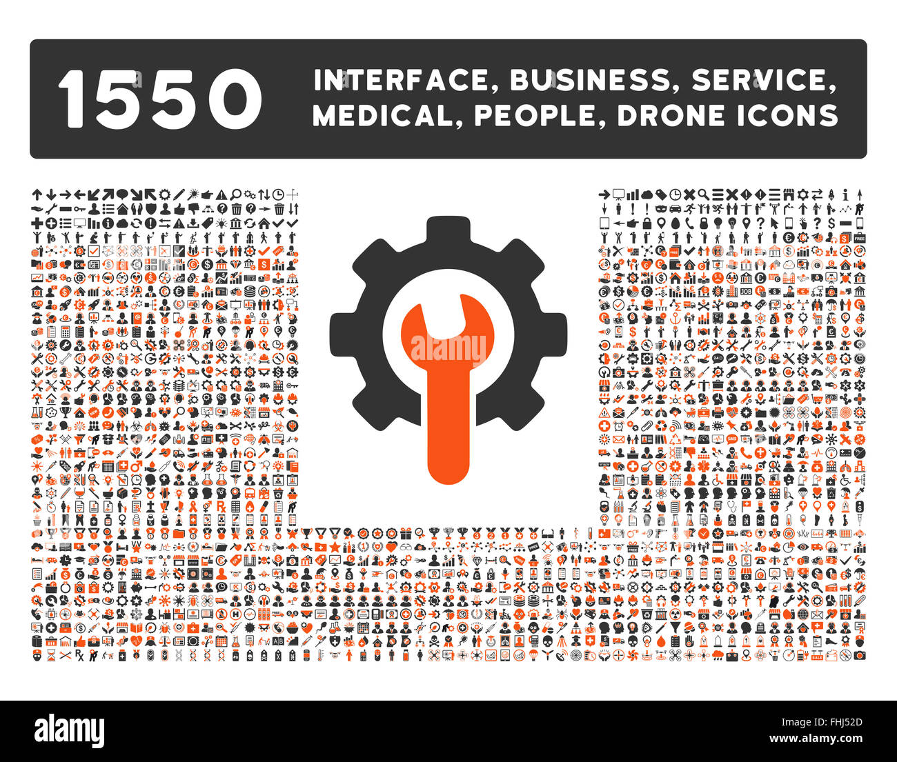 Schnittstelle, Geschäft, Werkzeuge, Menschen, Medizin, vergibt Vektor-Icons Stockfoto