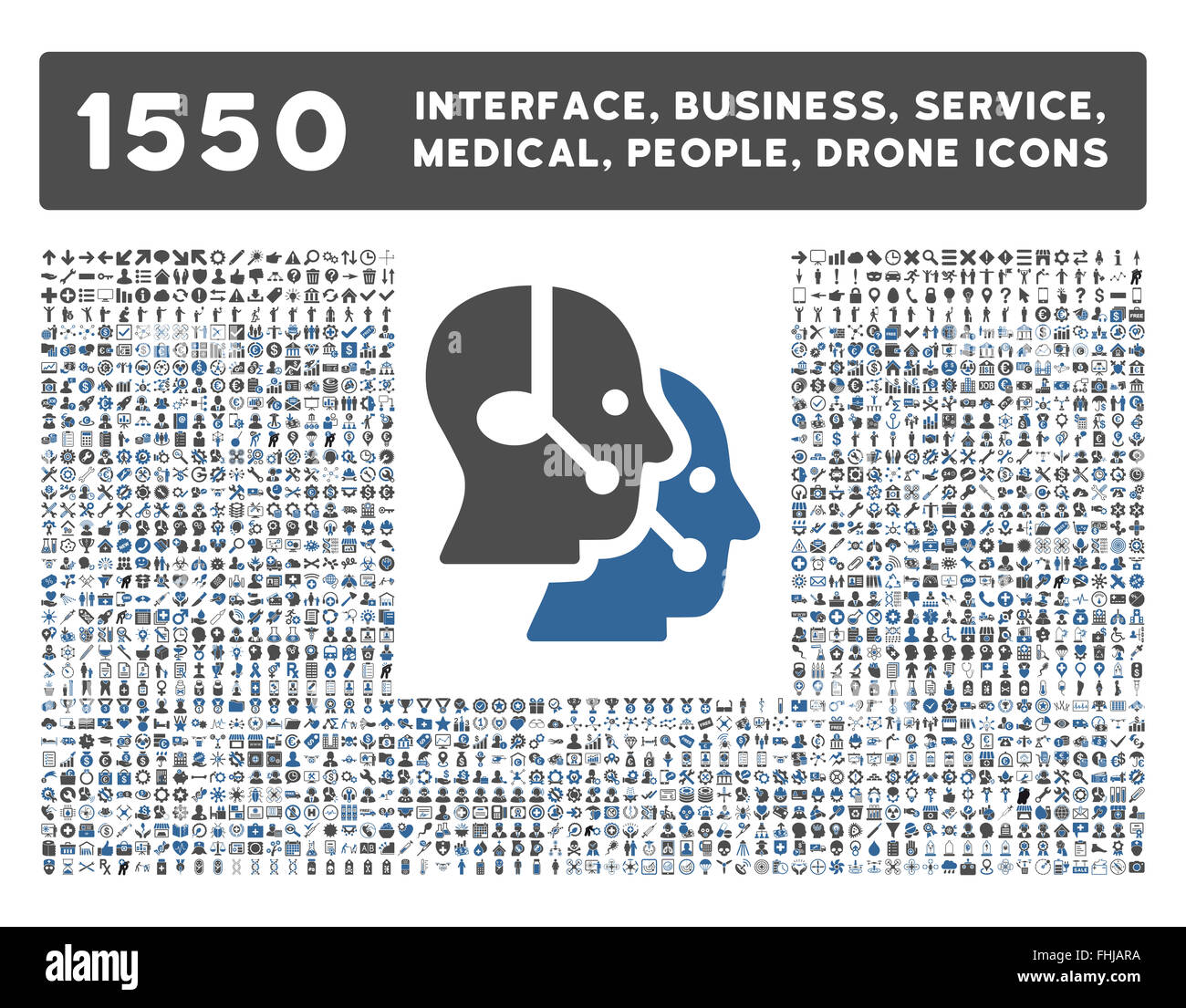 Schnittstelle, Geschäft, Werkzeuge, Menschen, Medizin, vergibt Vektor-Icons Stockfoto