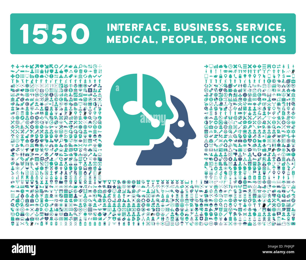 Schnittstelle, Geschäft, Werkzeuge, Menschen, Medizin, vergibt Vektor-Icons Stockfoto