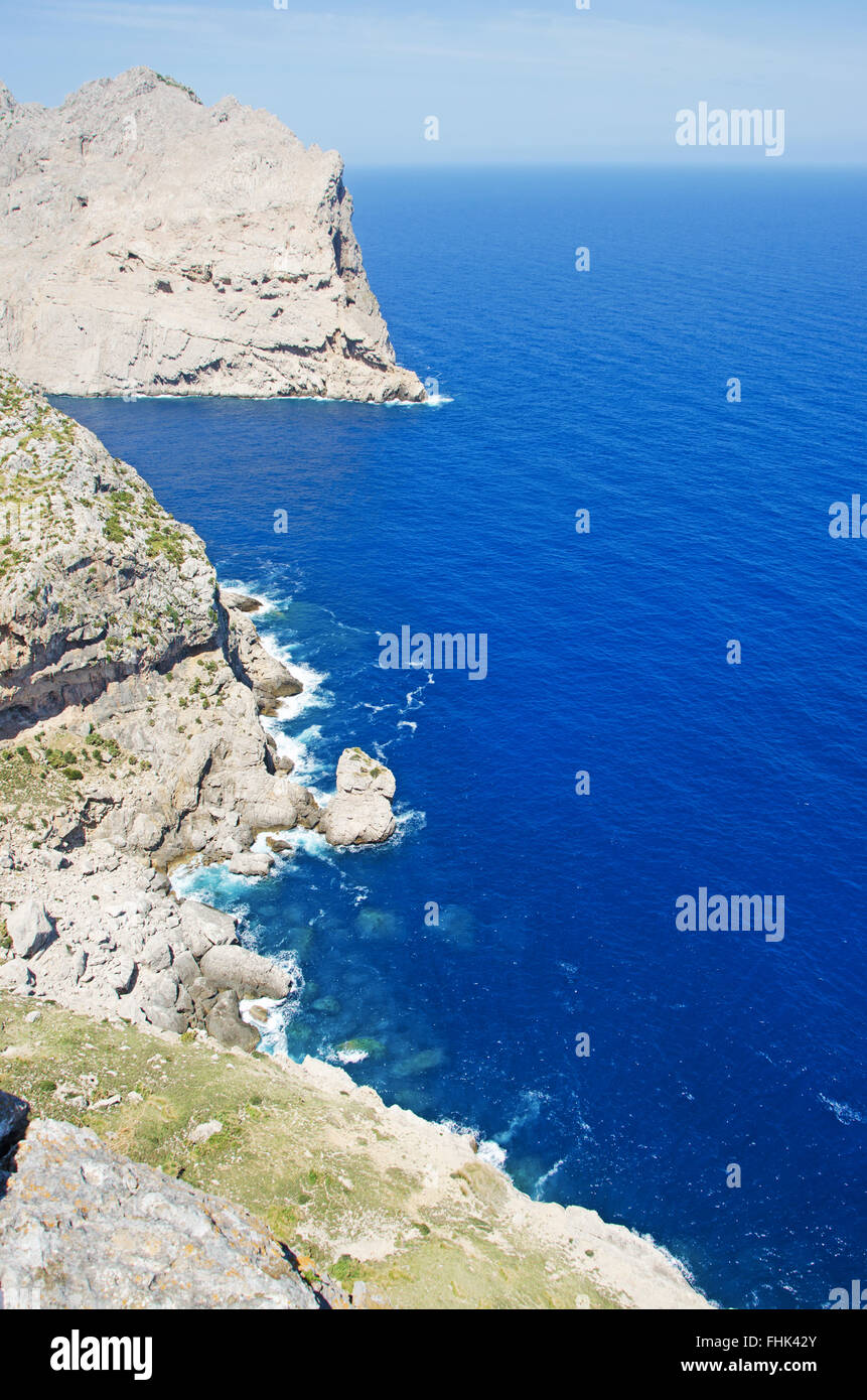 Mallorca, Mallorca, Balearen, Spanien, Europa: Blick auf Cap de Formentor, der östlichen Kap der Insel von Mirador del Mal Pas Sicht Stockfoto