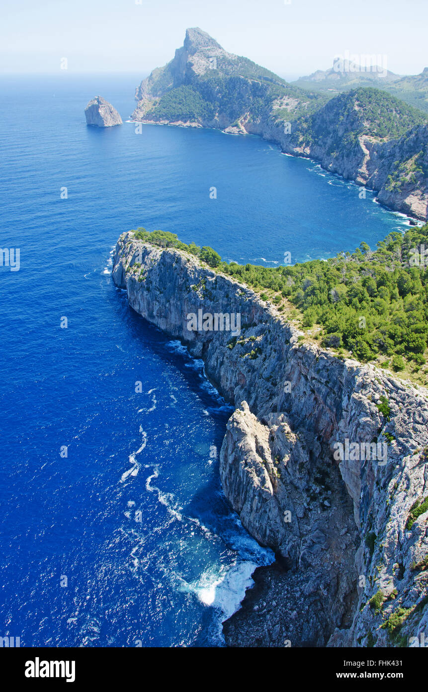 Mallorca, Mallorca, Balearen, Spanien, Europa: Blick auf Cap de Formentor, der östlichen Kap der Insel von Mirador del Mal Pas Sicht Stockfoto