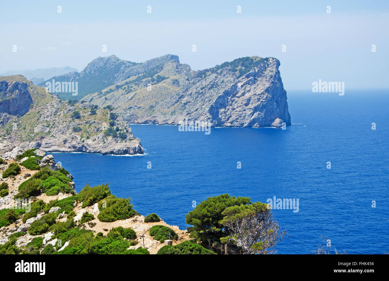 Mallorca, Mallorca, Balearen, Spanien, Europa: Blick auf Cap de Formentor, der östlichen Kap der Insel von Mirador del Mal Pas Sicht Stockfoto
