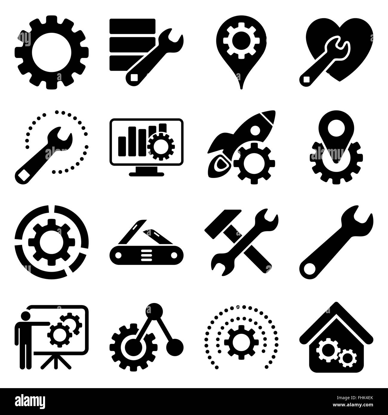 Optionen und Service-Werkzeuge-Icon-set Stockfoto