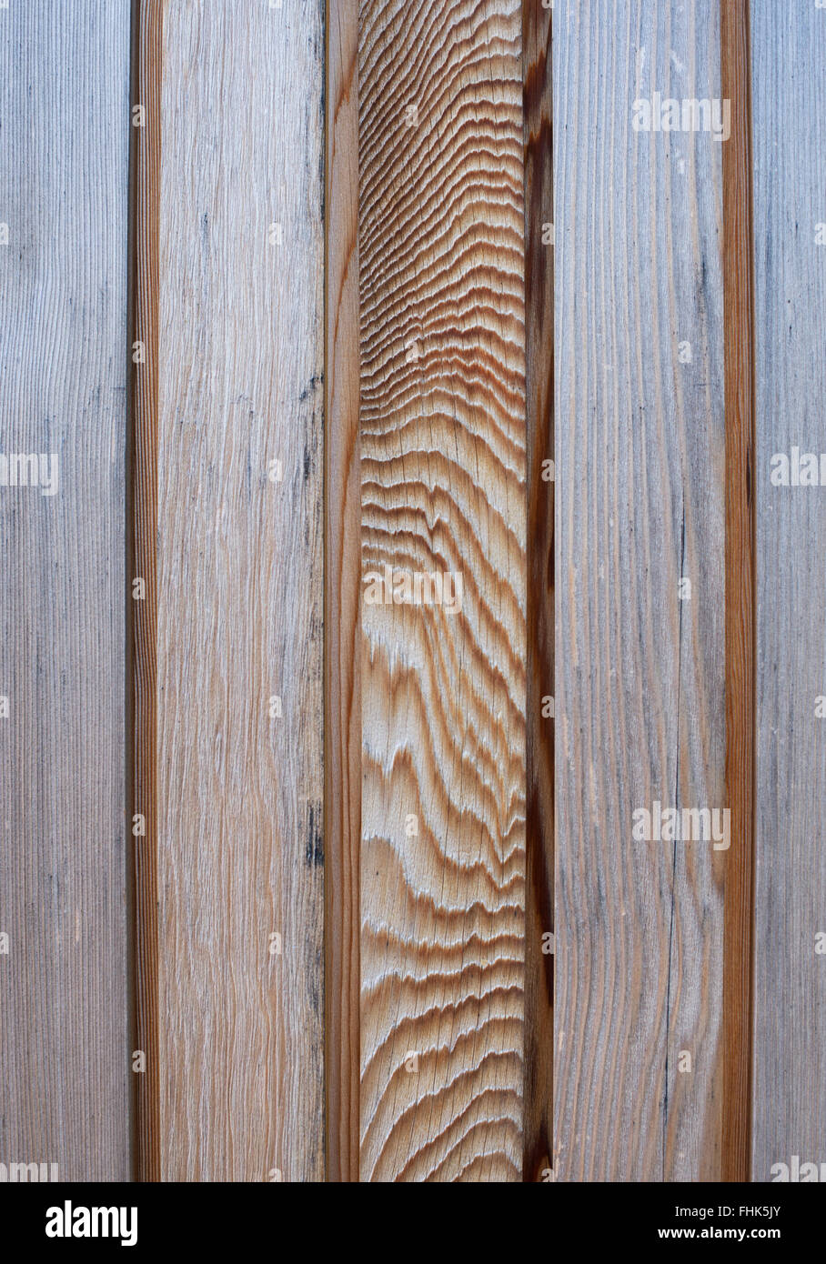 Holzverkleidungen auf einem Gebäude-Muster Stockfoto