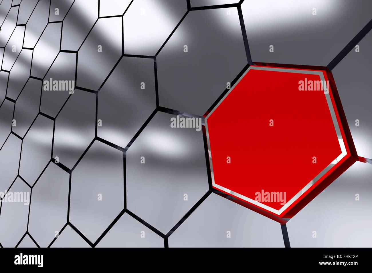 Der rote Octagon Spot Abstrakt 3D Render Abbildung. Achteck-Hot-Spot. Stockfoto