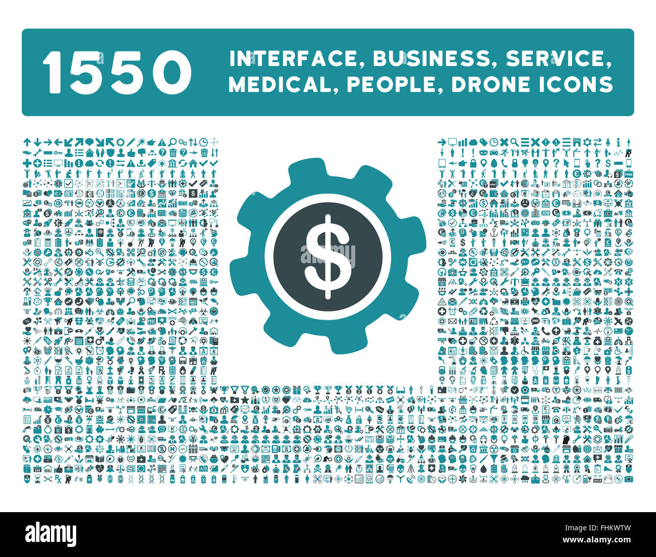 Schnittstelle, Geschäft, Werkzeuge, Menschen, Medizin, vergibt Vektor-Icons Stockfoto