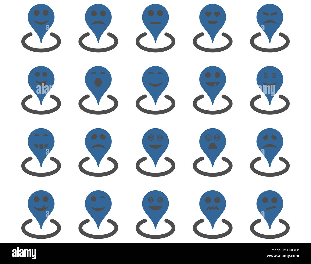 Lächelte Positionssymbole Stockfoto