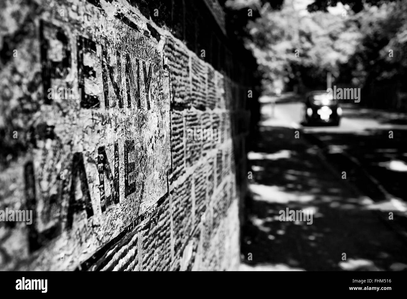 Zeigen Sie über Penny Lane an - Liverpool Stockfoto