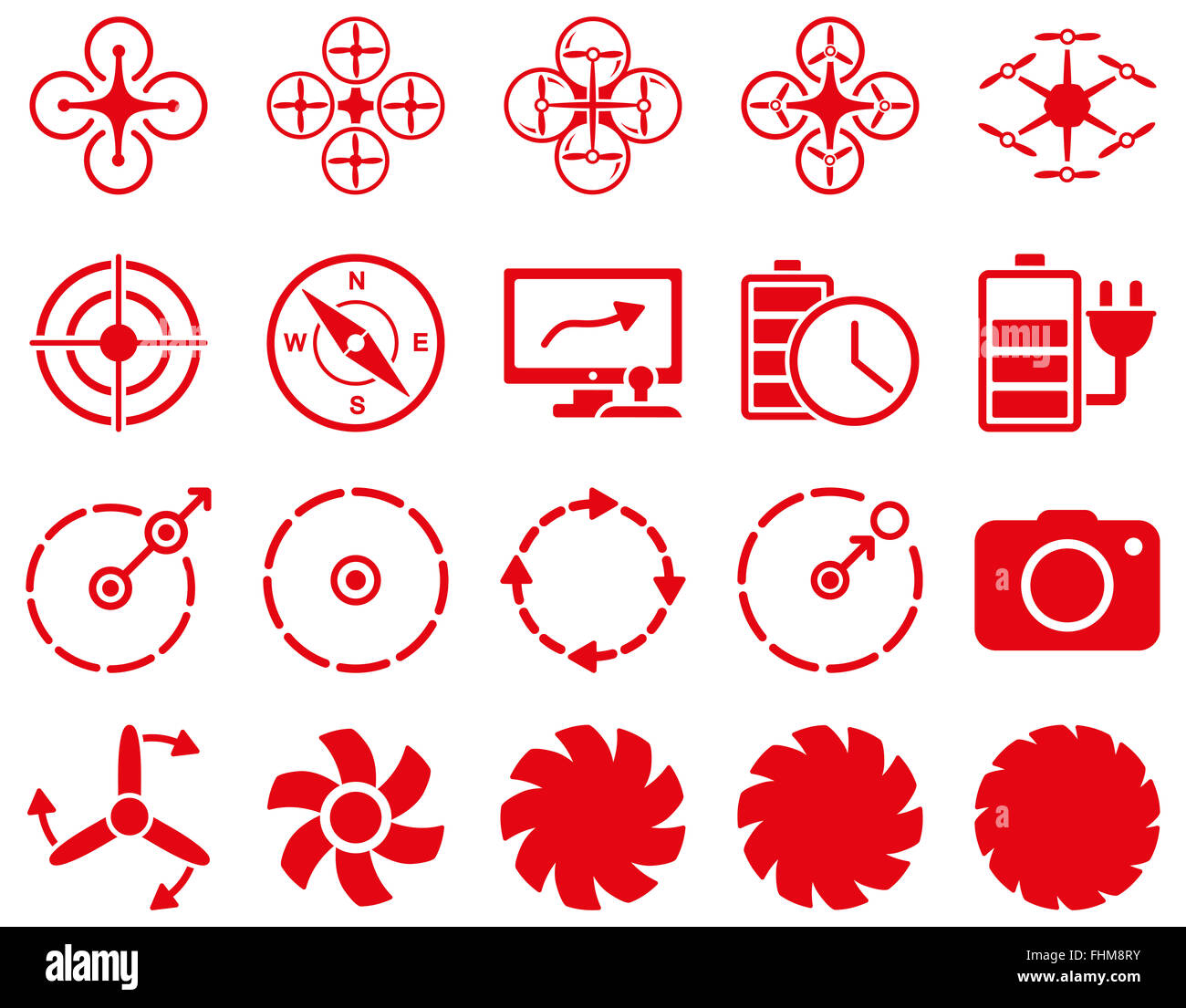 Luft-Drohne und Quadcopter Symbole Stockfoto
