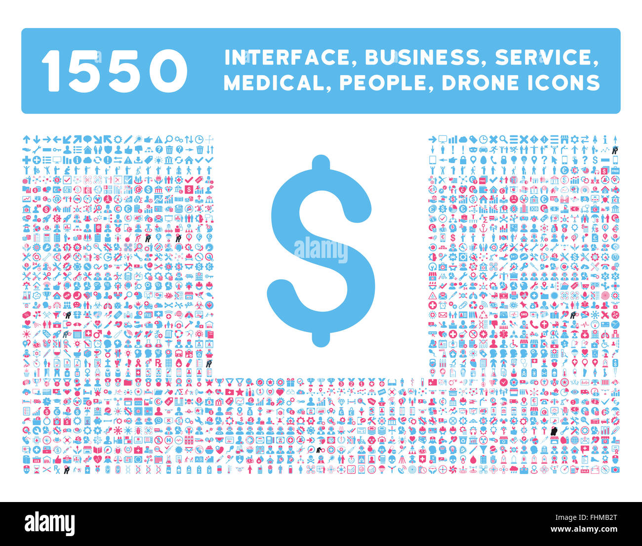 Schnittstelle, Geschäft, Werkzeuge, Menschen, Medizin, vergibt Vektor-Icons Stockfoto