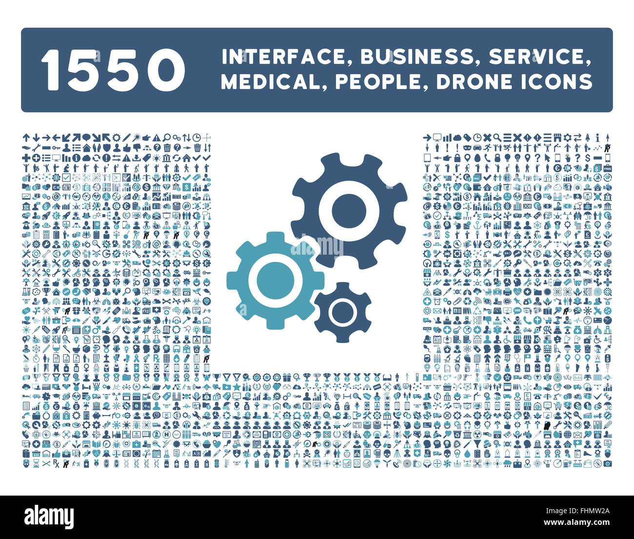 Schnittstelle, Geschäft, Werkzeuge, Menschen, Medizin, vergibt Vektor-Icons Stockfoto