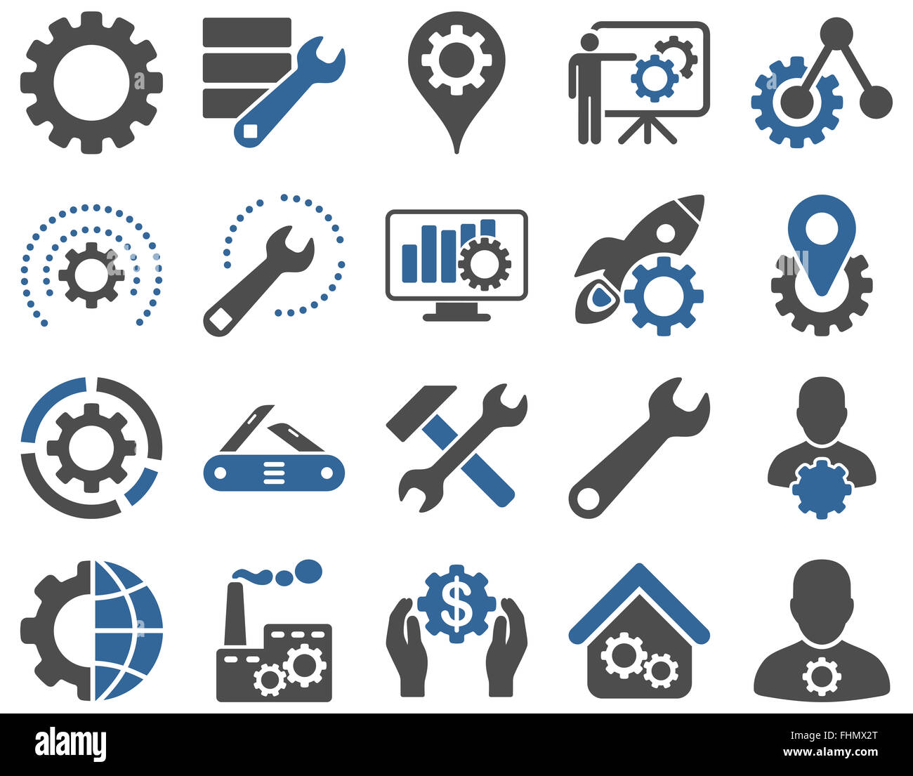 Einstellungen und Tools Icons Stockfoto