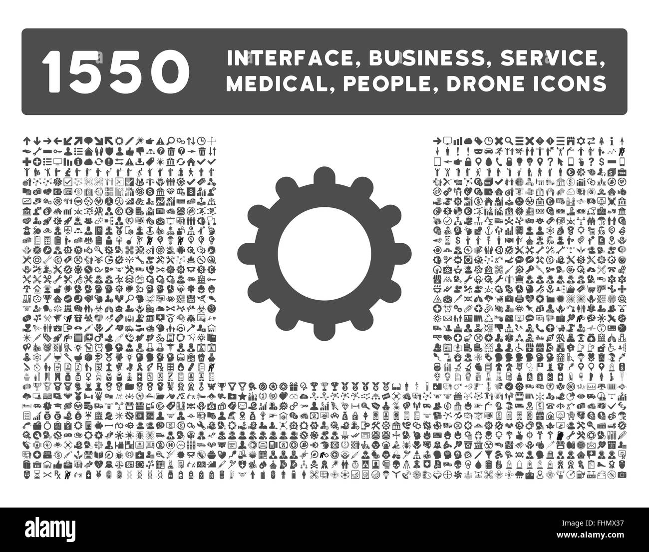 Schnittstelle, Geschäft, Werkzeuge, Menschen, Medizin, vergibt Vektor-Icons Stockfoto