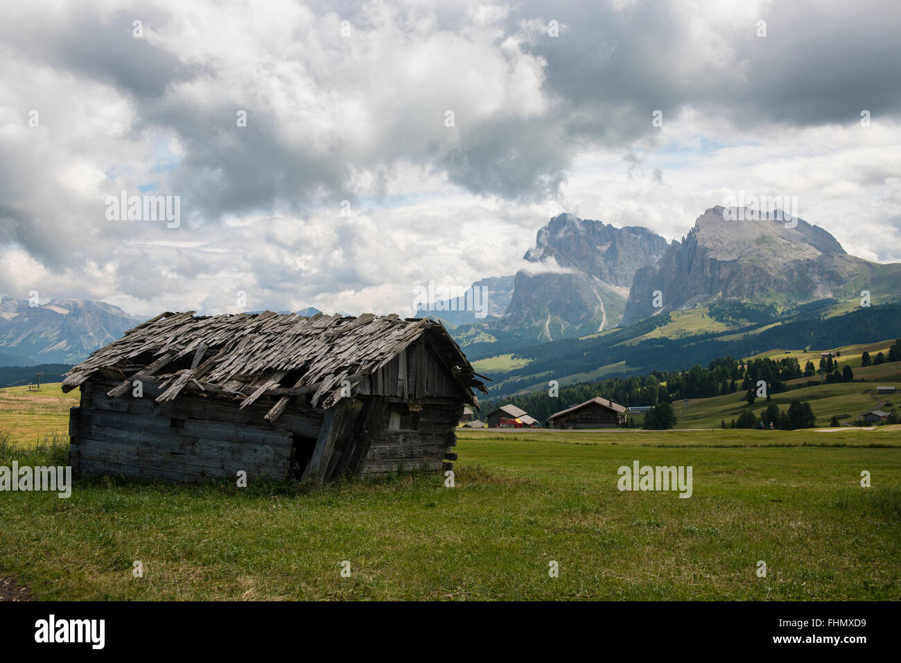 Langkofel, Plattkofels, Seiser Alm, Naturpark Schlern-Rosengarten, Dolomiten Stockfoto