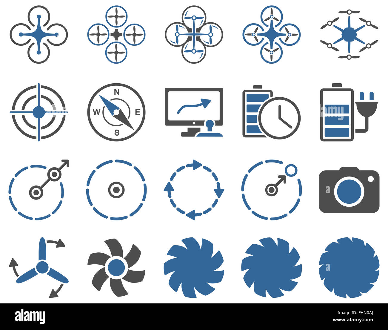 Luft-Drohne und Quadcopter Symbole Stockfoto
