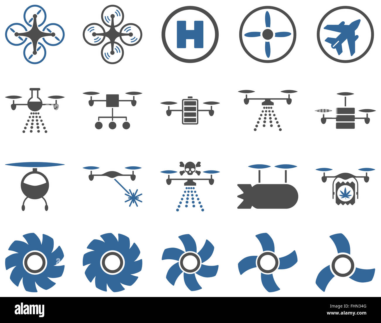 Luft-Drohne und Quadcopter Symbole Stockfoto