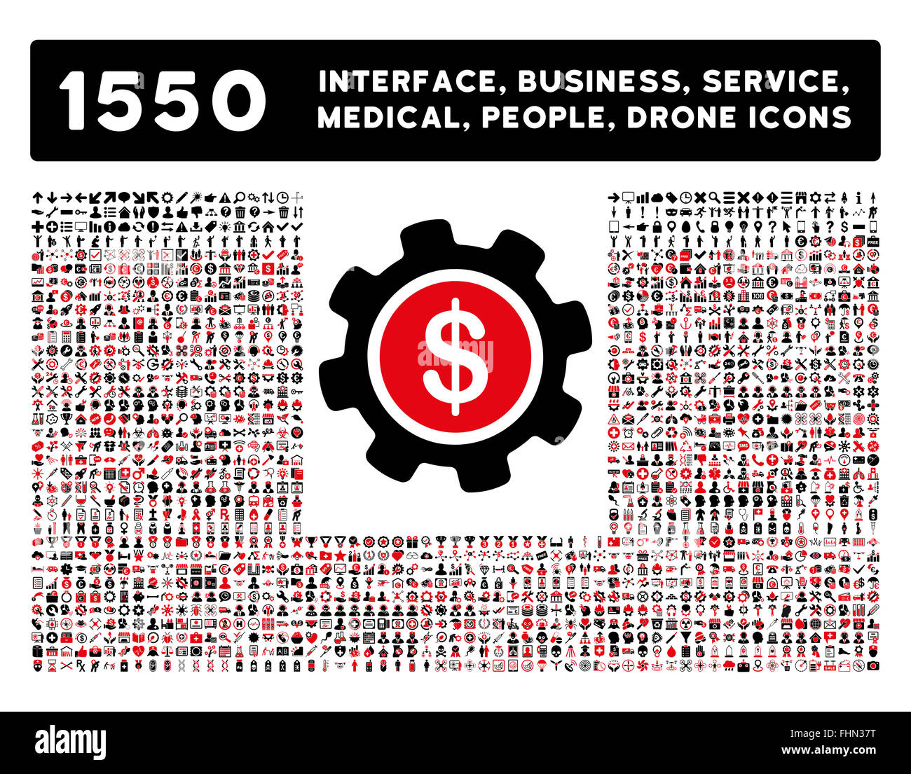 Schnittstelle, Geschäft, Werkzeuge, Menschen, Medizin, vergibt Vektor-Icons Stockfoto