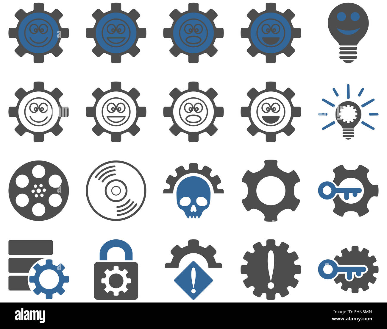 Werkzeuge und Lächeln Zahnräder Icons Stockfoto