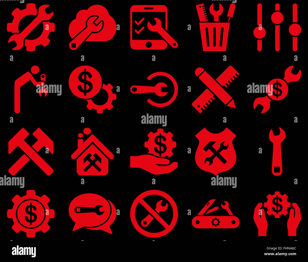 Einstellungen und Tools Icons Stockfoto