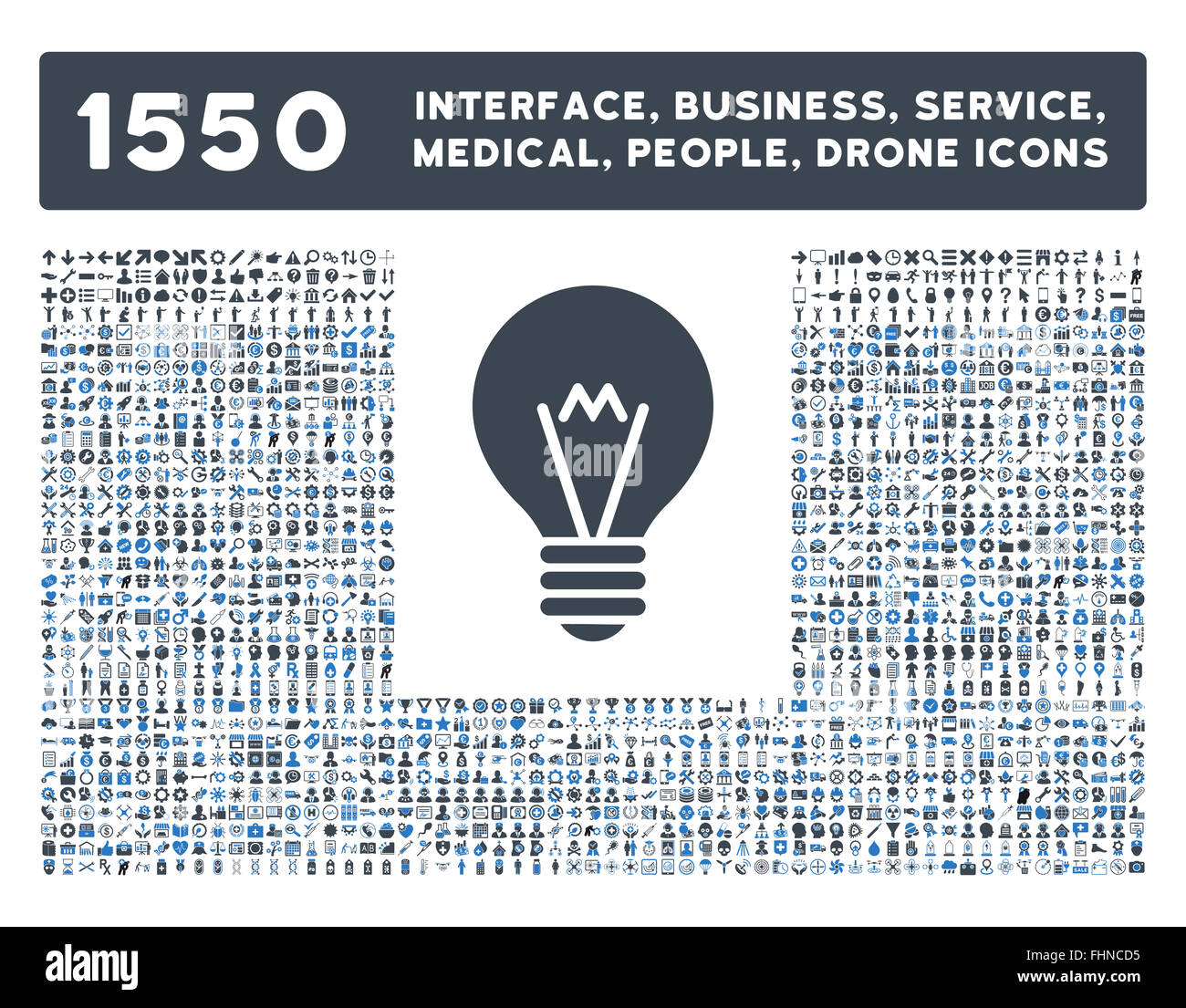 Schnittstelle, Geschäft, Werkzeuge, Menschen, Medizin, vergibt Vektor-Icons Stockfoto