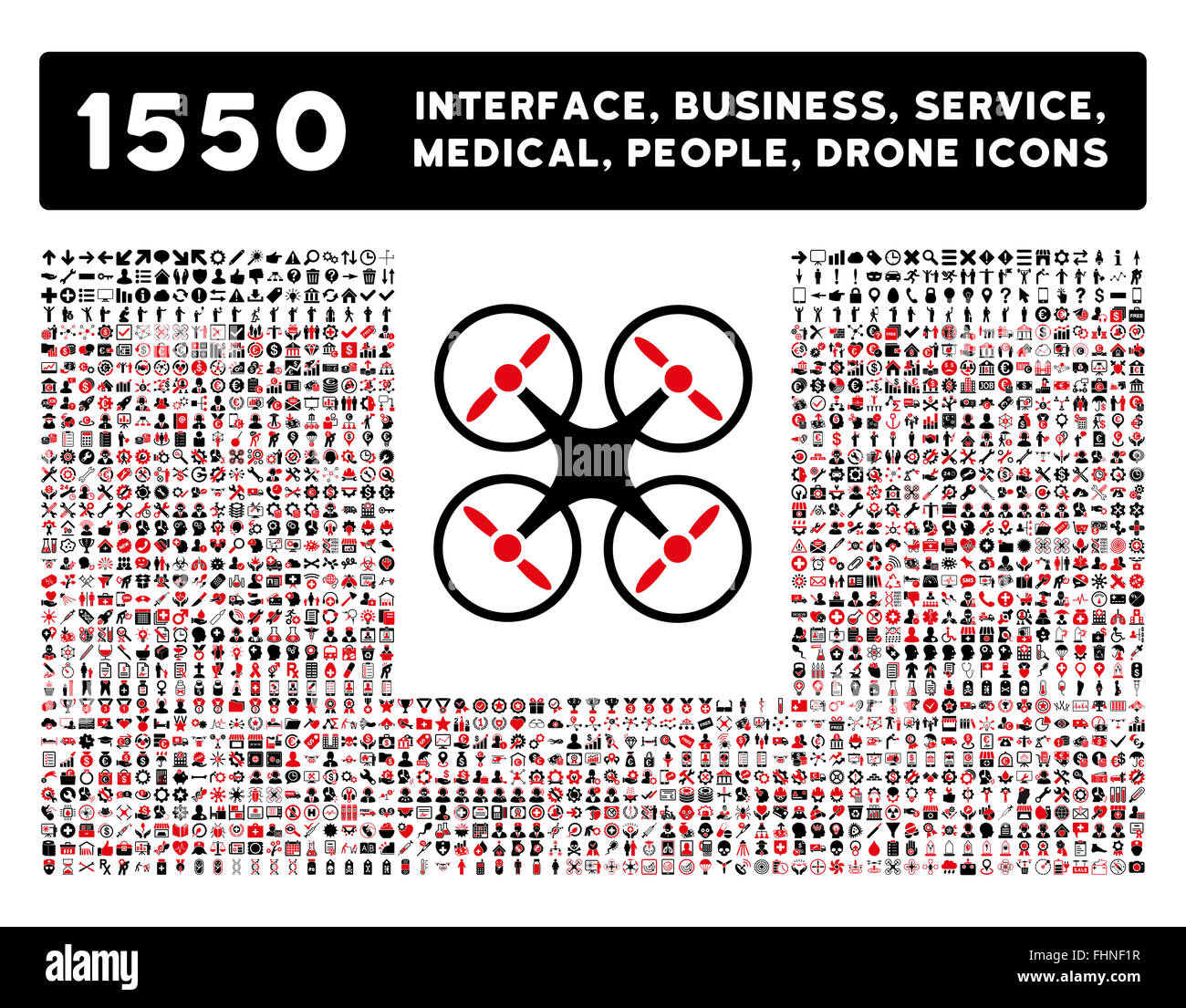 Schnittstelle, Geschäft, Werkzeuge, Menschen, Medizin, vergibt Vektor-Icons Stockfoto