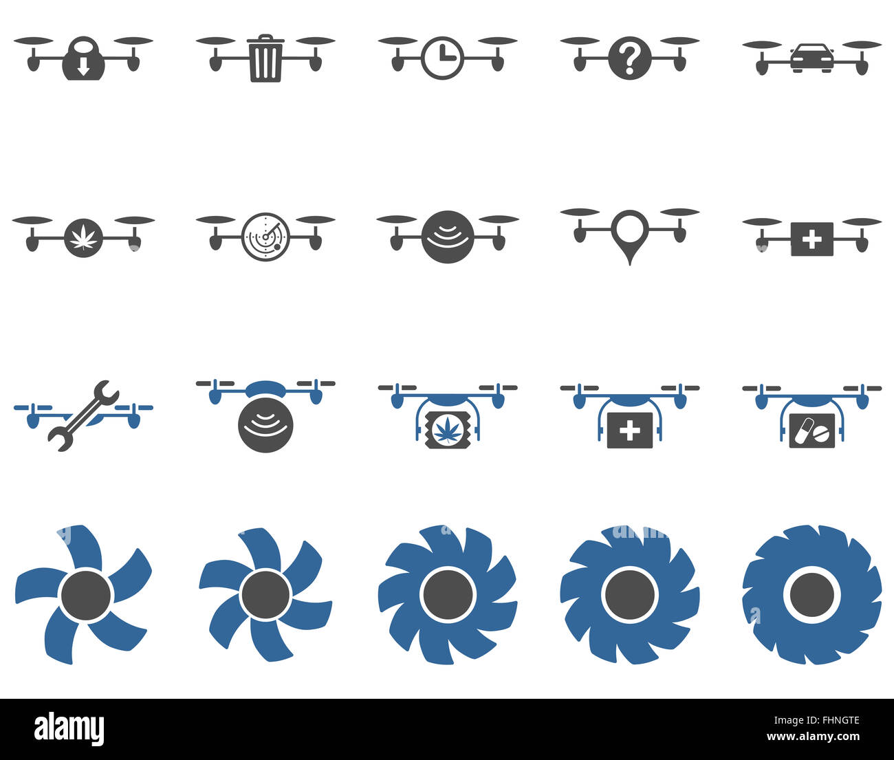 Luft-Drohne und Quadcopter Symbole Stockfoto