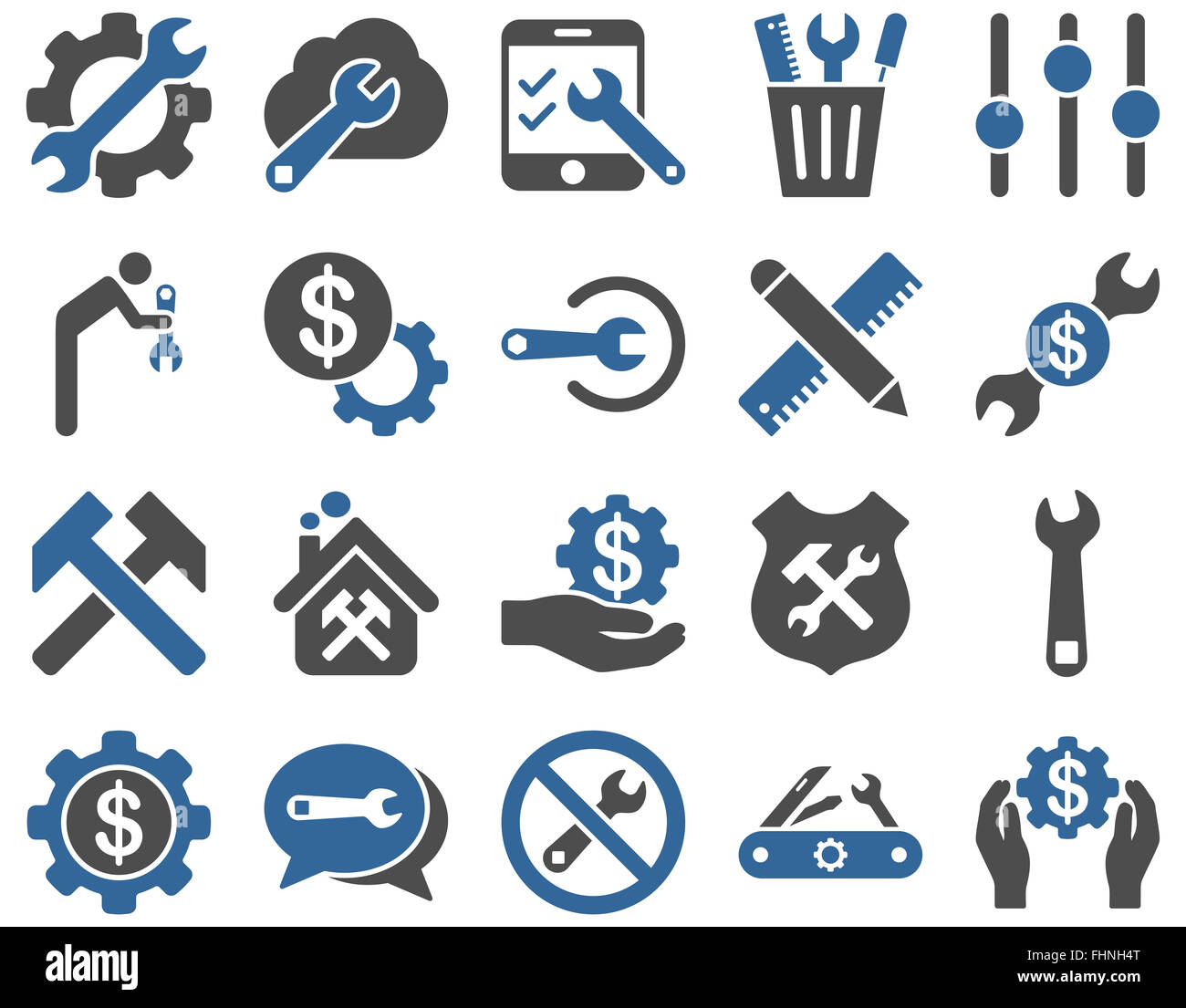Einstellungen und Tools Icons Stockfoto