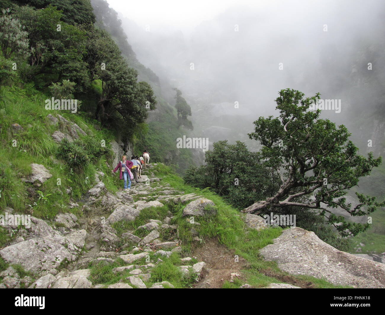 Wanderung zur Triund Stockfoto