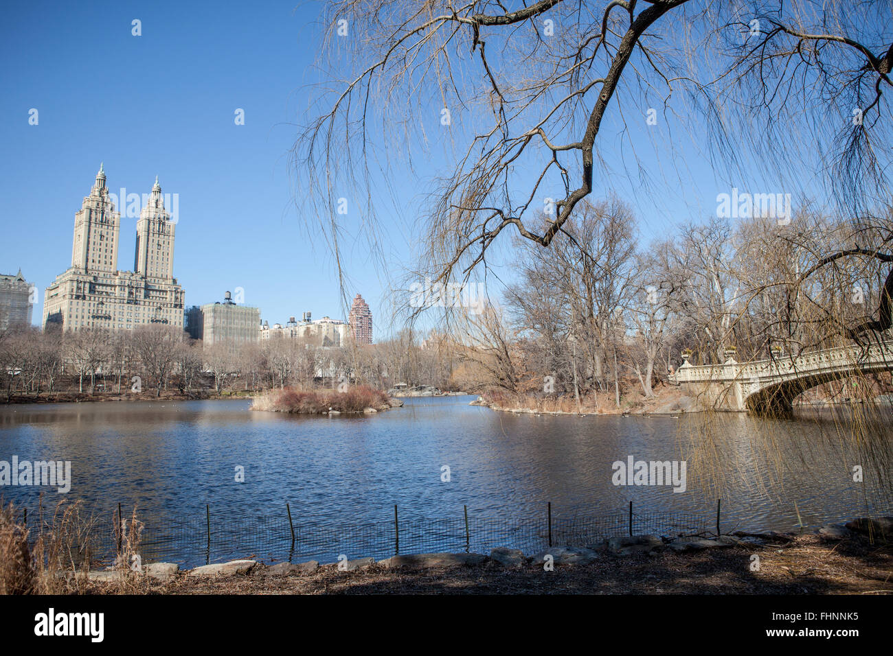 Central Park an einem sonnigen Tag im winter Stockfoto