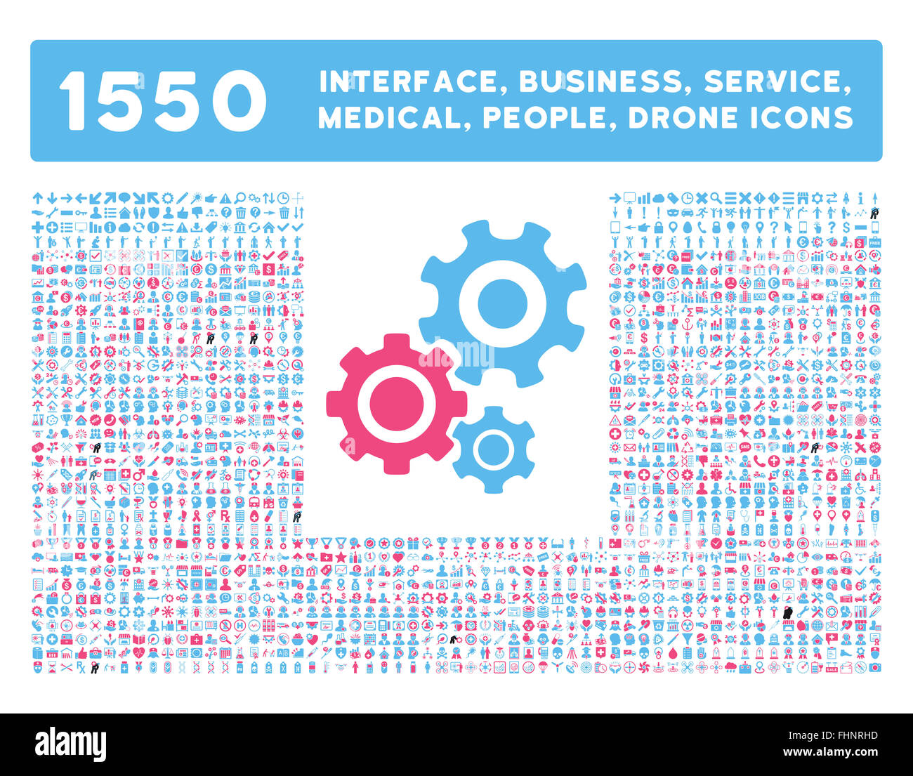 Schnittstelle, Geschäft, Werkzeuge, Menschen, Medizin, vergibt Vektor-Icons Stockfoto