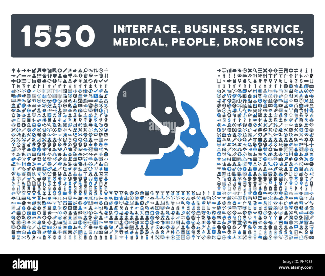 Schnittstelle, Geschäft, Werkzeuge, Menschen, Medizin, vergibt Vektor-Icons Stockfoto