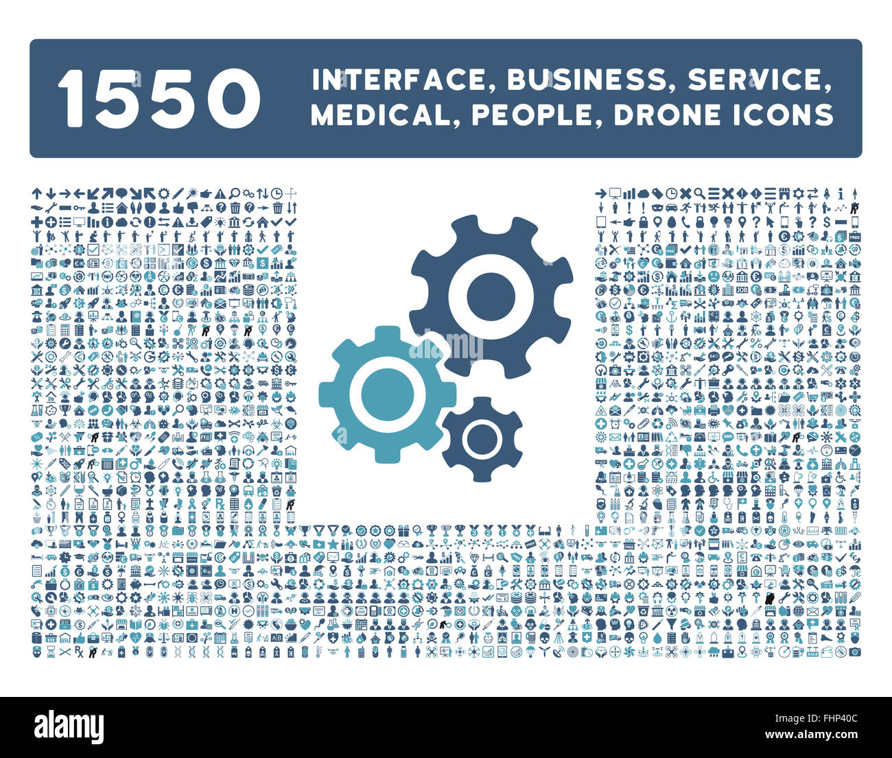 Schnittstelle, Geschäft, Werkzeuge, Menschen, Medizin, vergibt Vektor-Icons Stockfoto