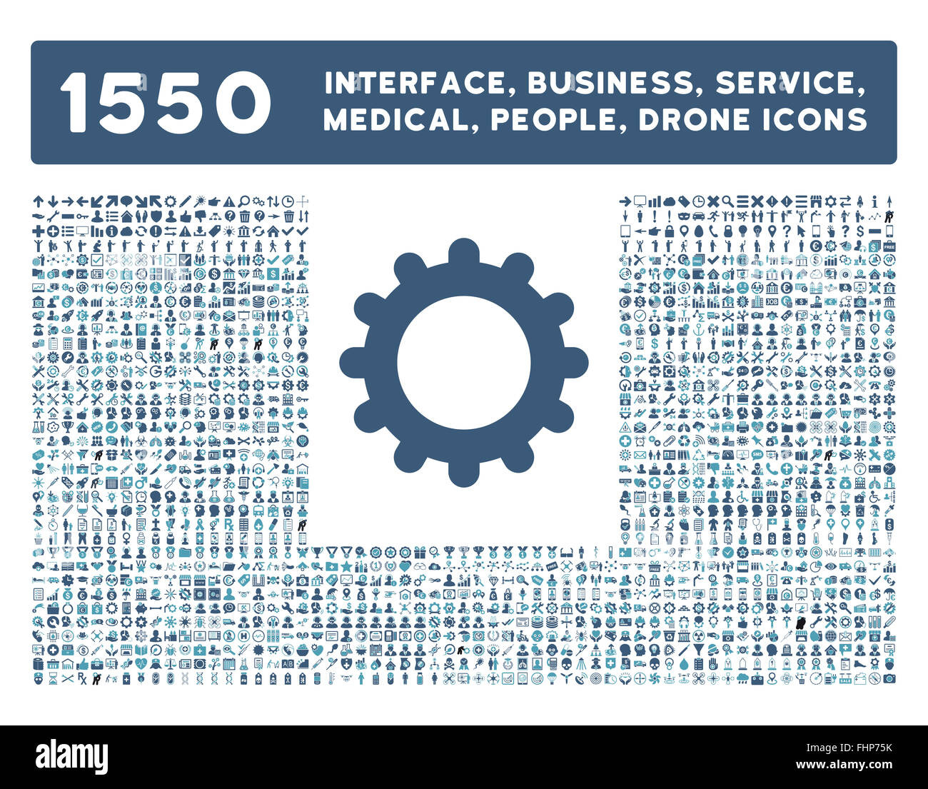 Schnittstelle, Geschäft, Werkzeuge, Menschen, Medizin, vergibt Vektor-Icons Stockfoto