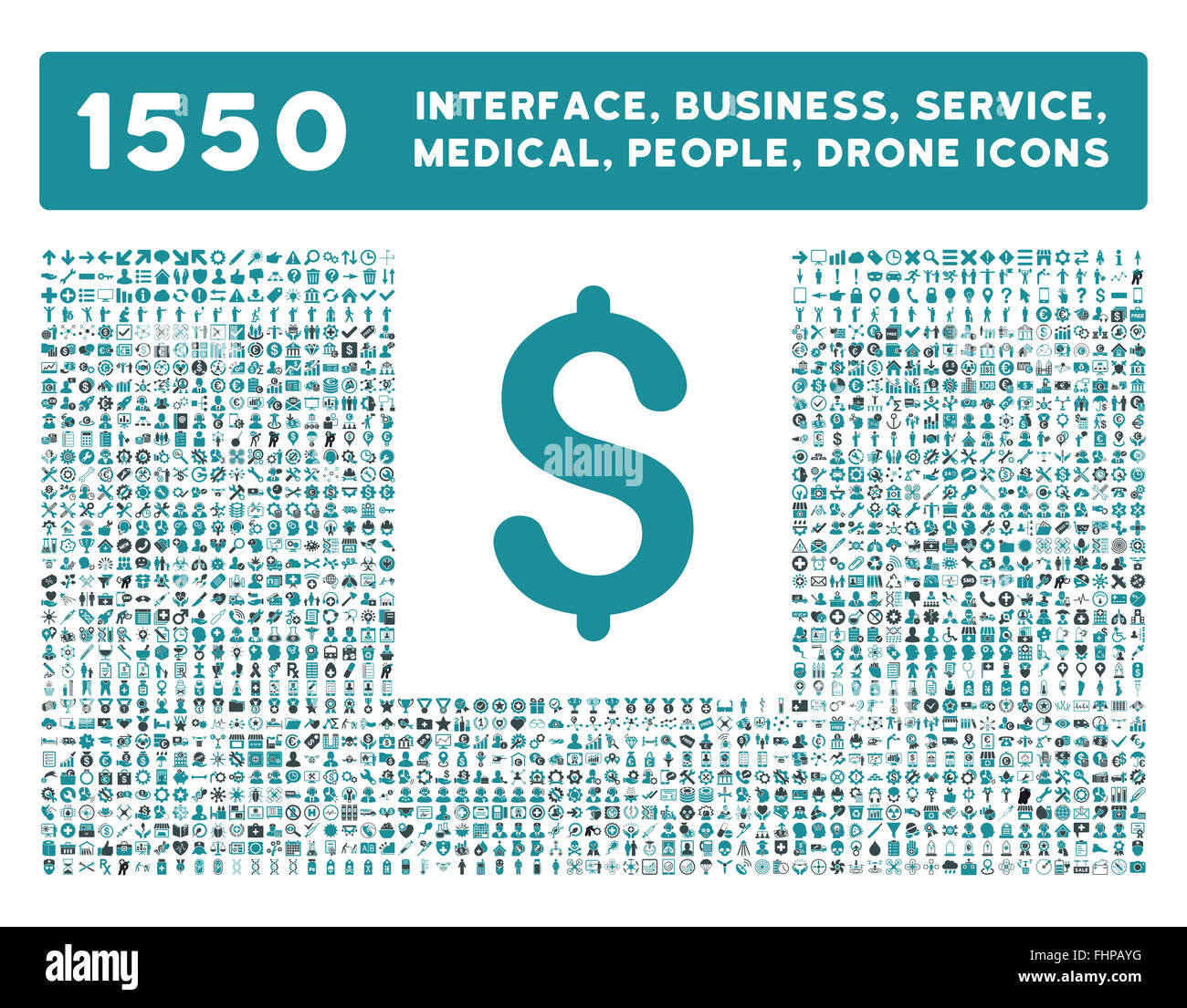 Schnittstelle, Geschäft, Werkzeuge, Menschen, Medizin, vergibt Vektor-Icons Stockfoto