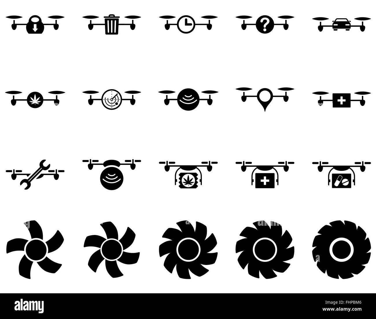 Luft-Drohne und Quadcopter Symbole Stockfoto