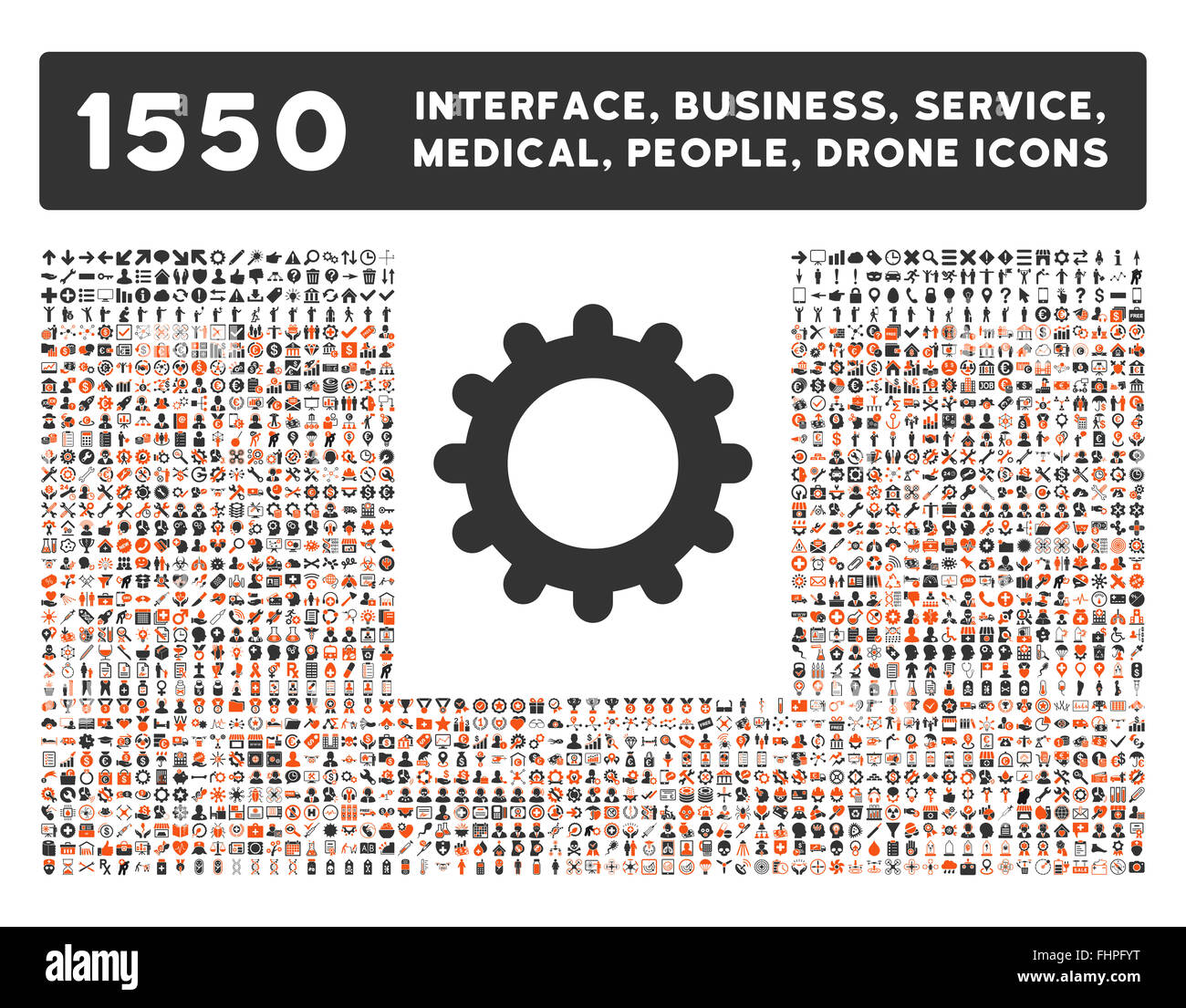 Schnittstelle, Geschäft, Werkzeuge, Menschen, Medizin, vergibt Vektor-Icons Stockfoto
