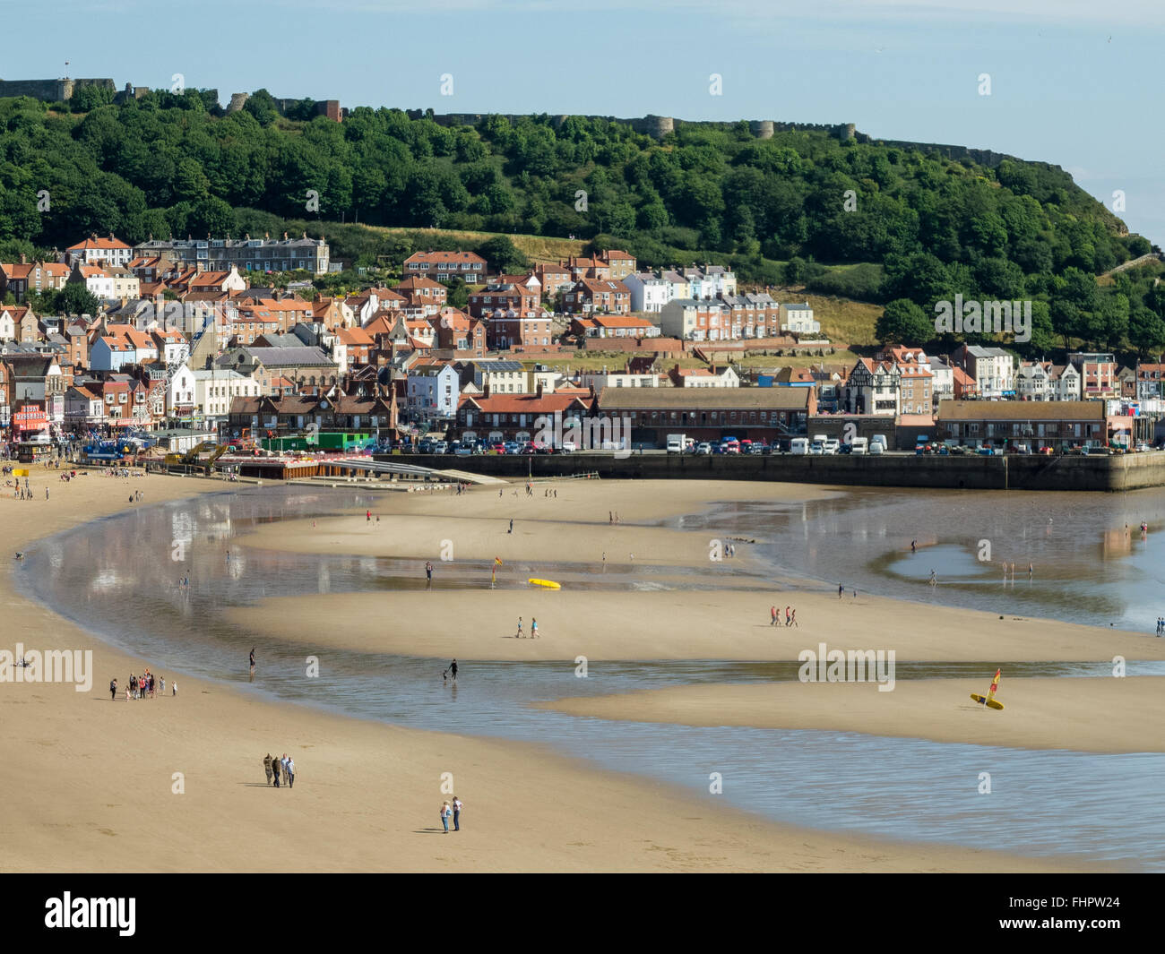 Scarborough Strand im Sommer, Yorkshire UK Stockfoto