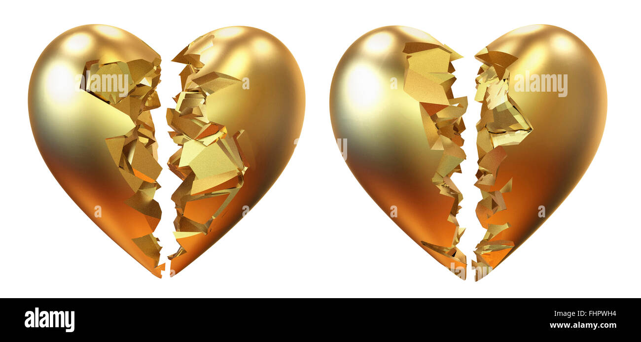 Goldene Herz gebrochen Stockfoto
