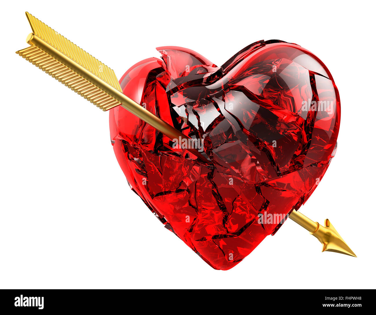 Herz Glas gebrochen Pfeil der Liebe Stockfoto