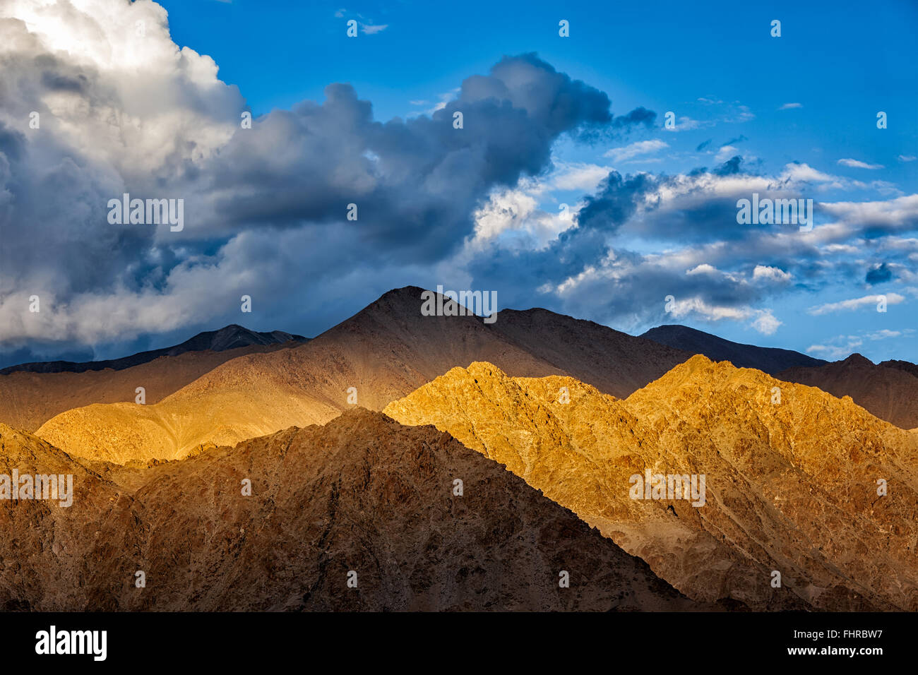 Himalaya-Zanskar-Palette auf dem sunset Stockfoto