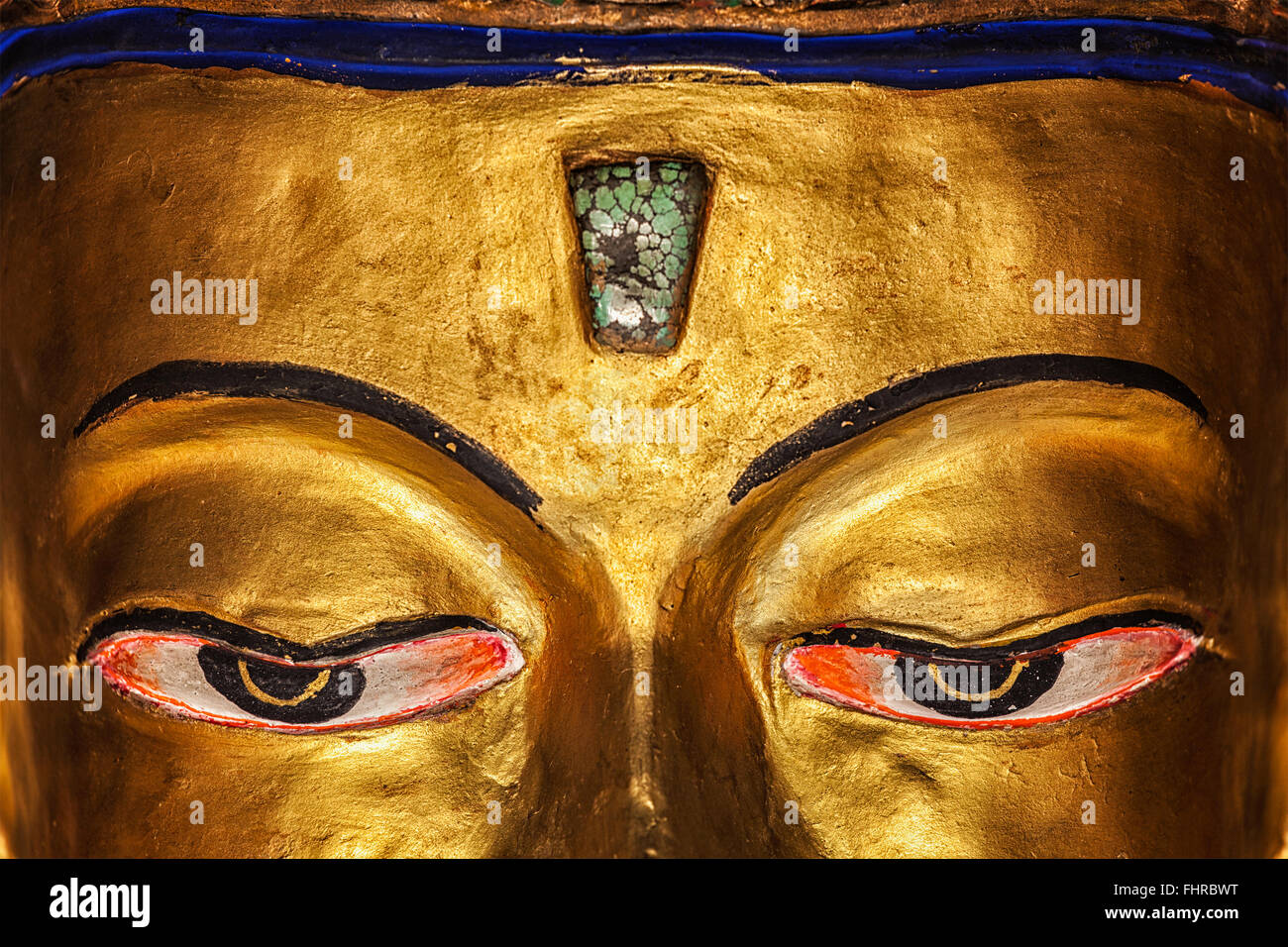 Augen von Maitreya Buddha hautnah Stockfoto