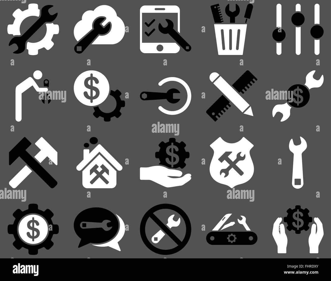 Einstellungen und Tools Icons Stockfoto
