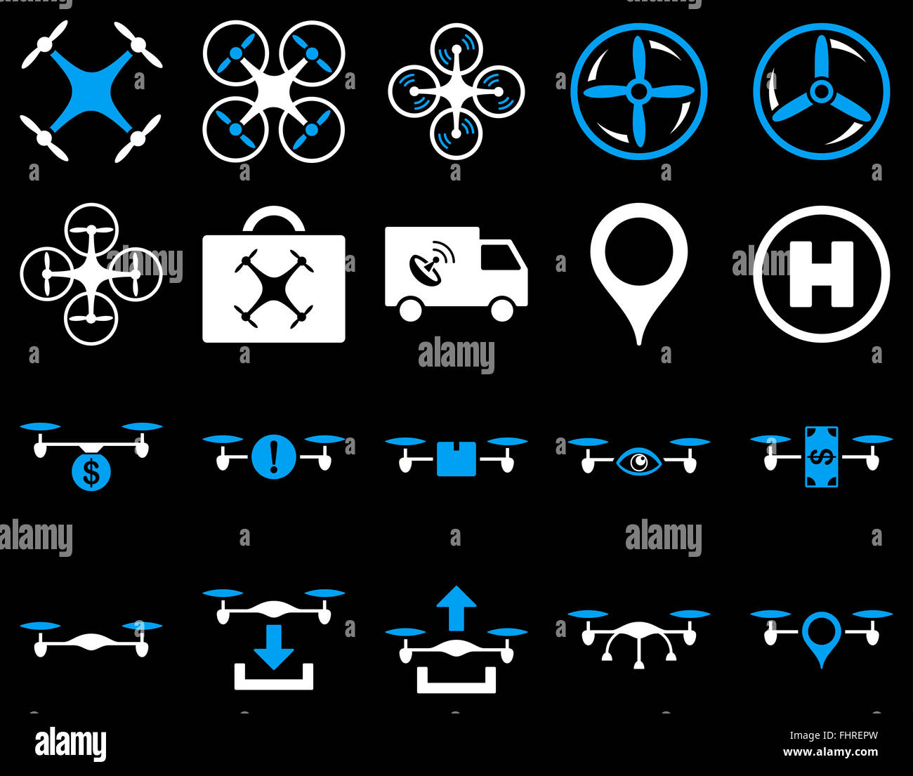 Luft-Drohne und Quadcopter Symbole Stockfoto
