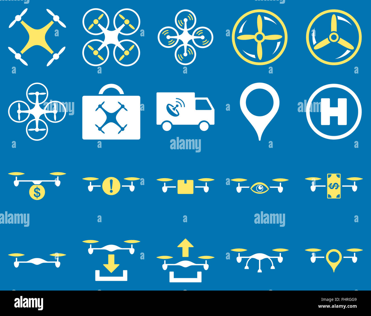 Luft-Drohne und Quadcopter Symbole Stockfoto