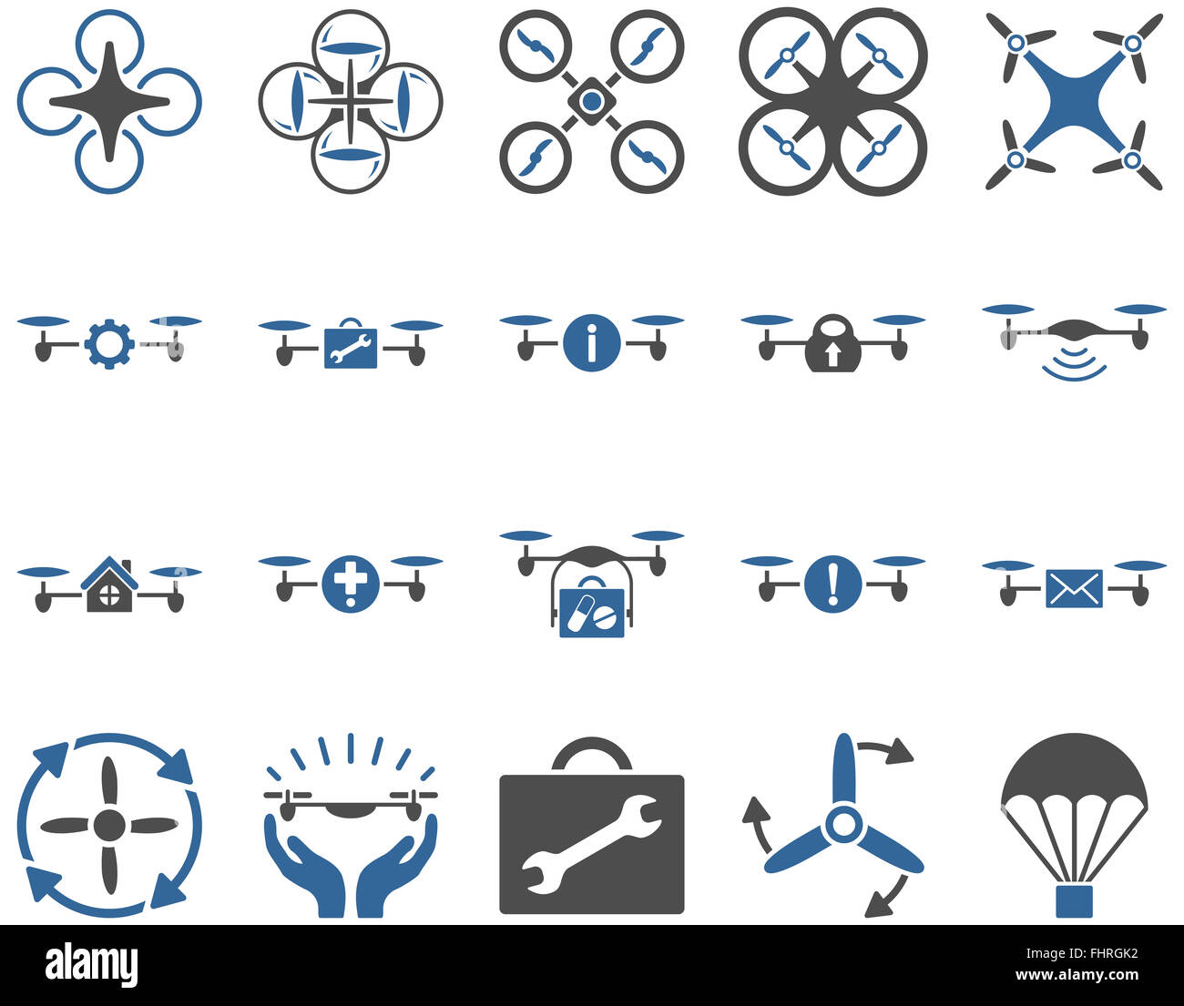 Luft-Drohne und Quadcopter Symbole Stockfoto