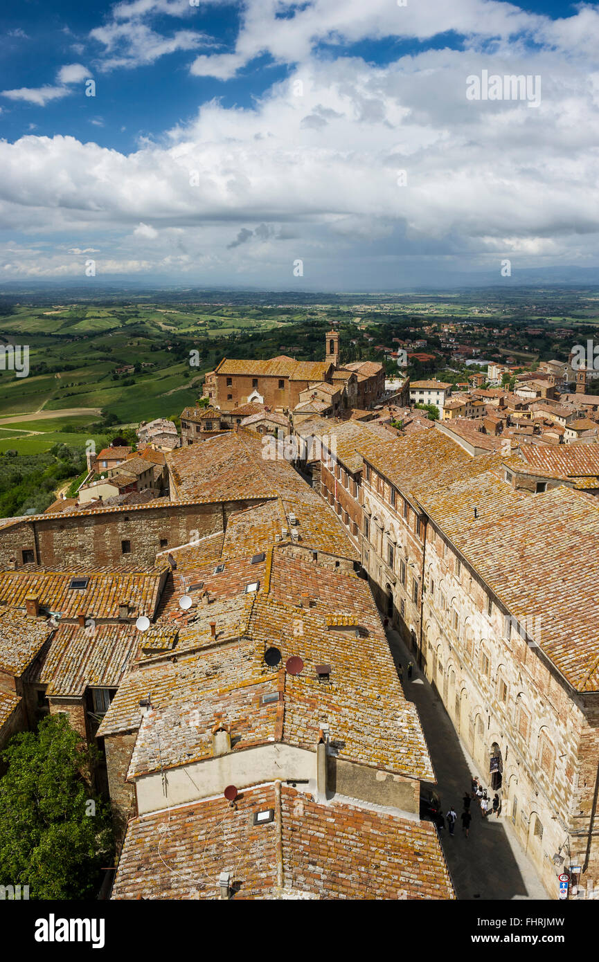 Dächer von Montepulciano, Provinz Siena, Toskana, Italien Stockfoto