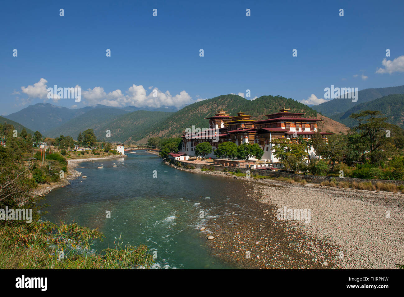 Dzong oder Festung Punakha, Punakha Bezirk, Himalaya, Bhutan Stockfoto
