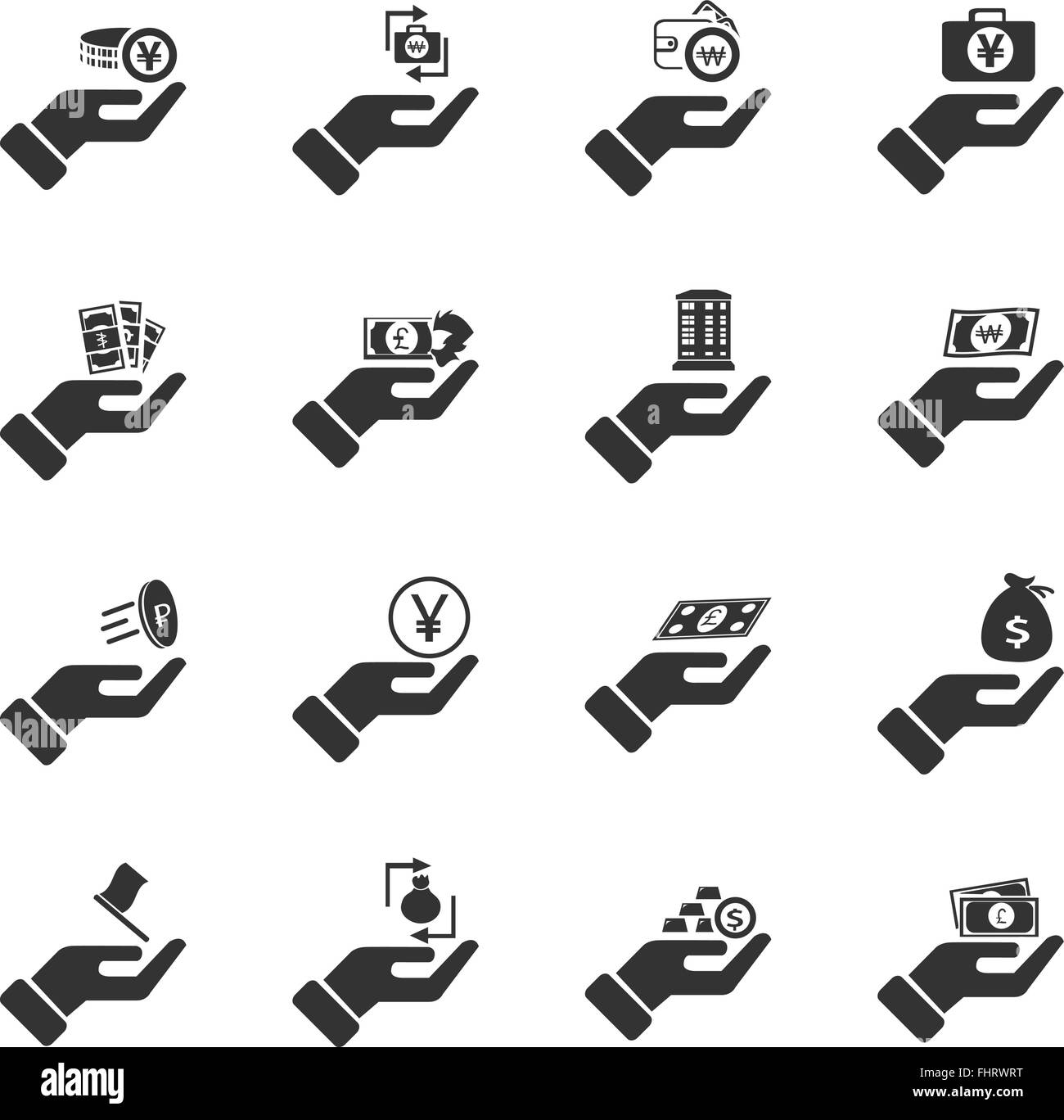 Hand und Geld Icons set Stock Vektor